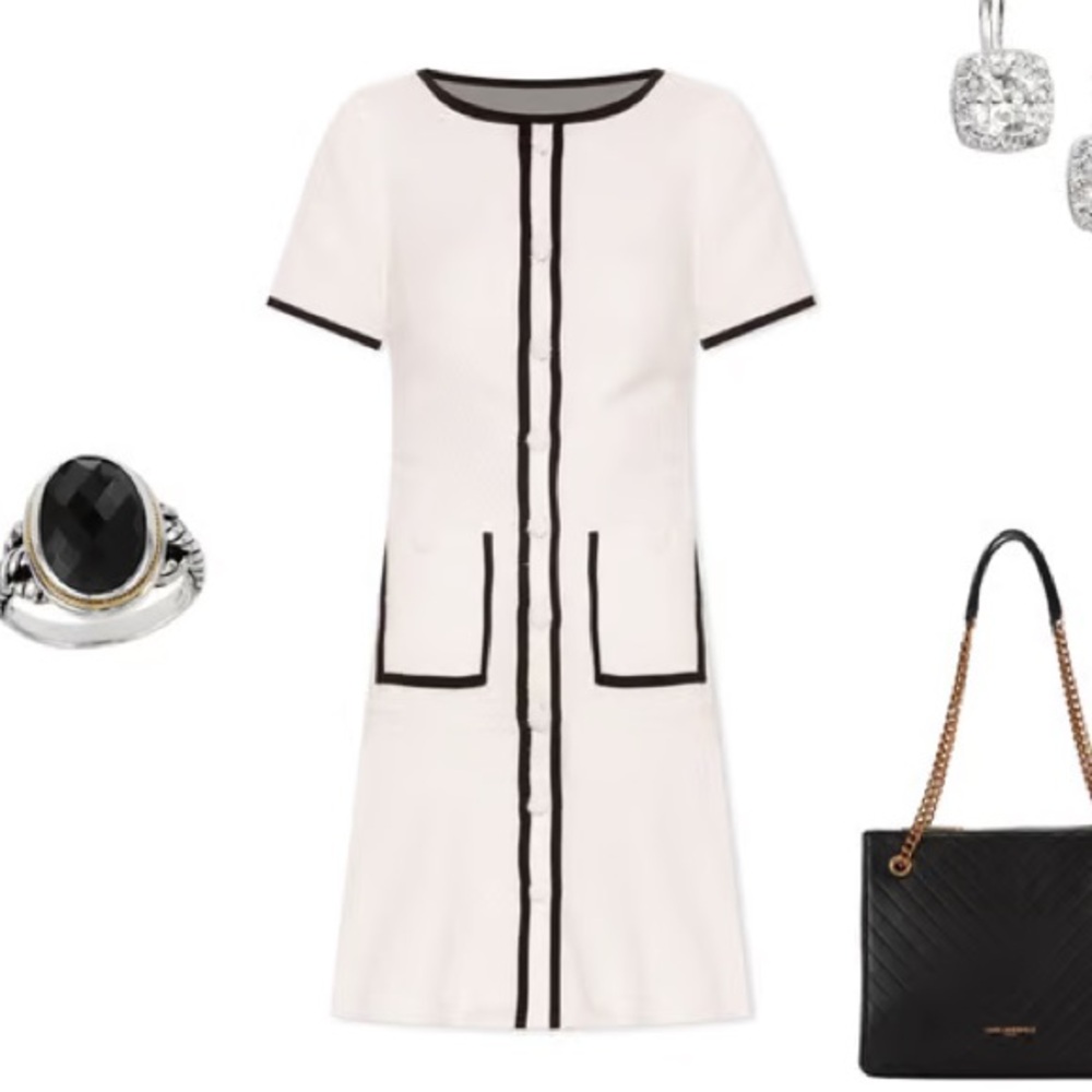 Alexia Admor Ivory and Black Tweed Dress